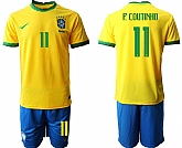2020-21 Brazil 11 P.COUTINHO Home Soccer Jersey,baseball caps,new era cap wholesale,wholesale hats